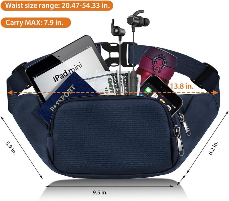 Syican Large Fanny Pack for Women Men - Waist bag with 3-Zipper Pockets, Gifts for Enjoy Sports Traveling Workout Casual Hands-Free crossbody bags Fits MAX 7.9'' iPad & 6.6'' Phone - Image 5
